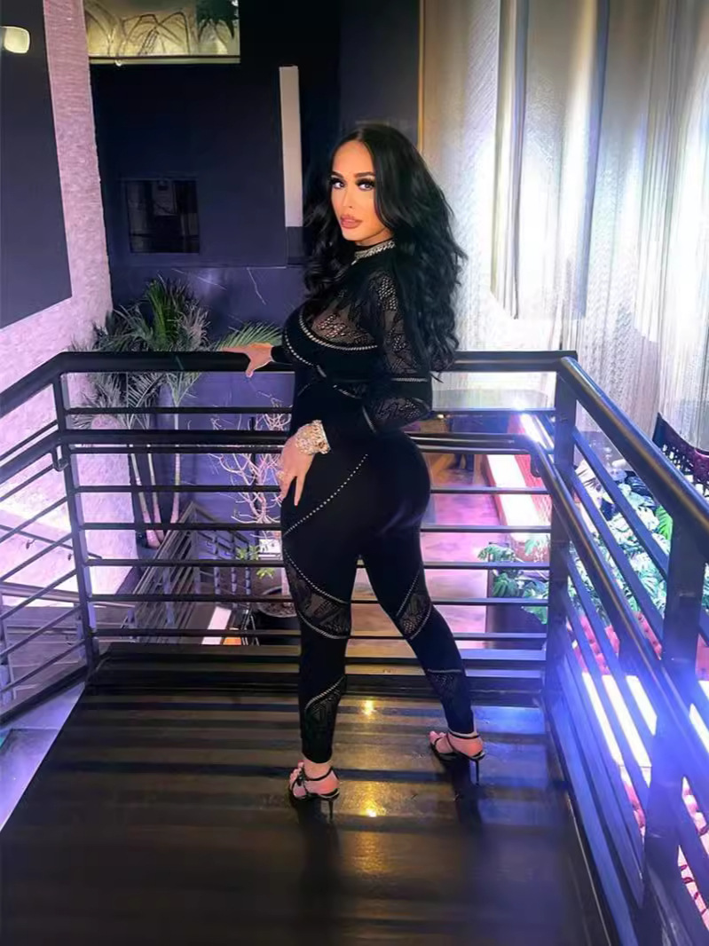 Women Fall Sexy Knitting Long Sleeve Jumpsuit