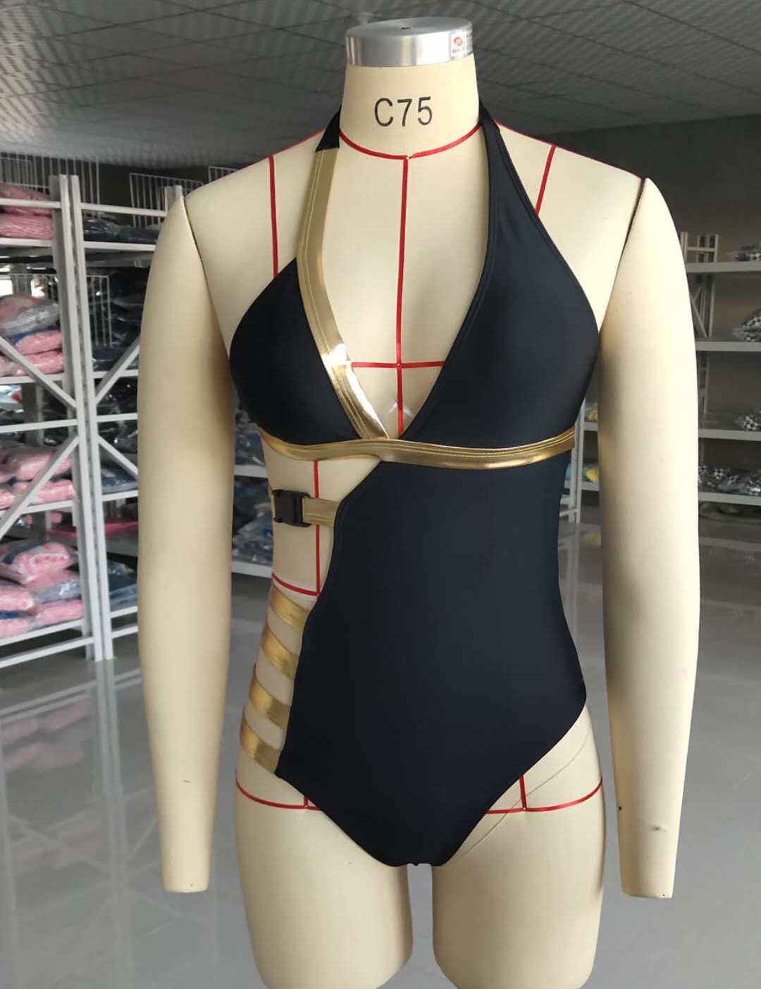 Women Solid Shiny Swimwear  Two Pieces Bikini