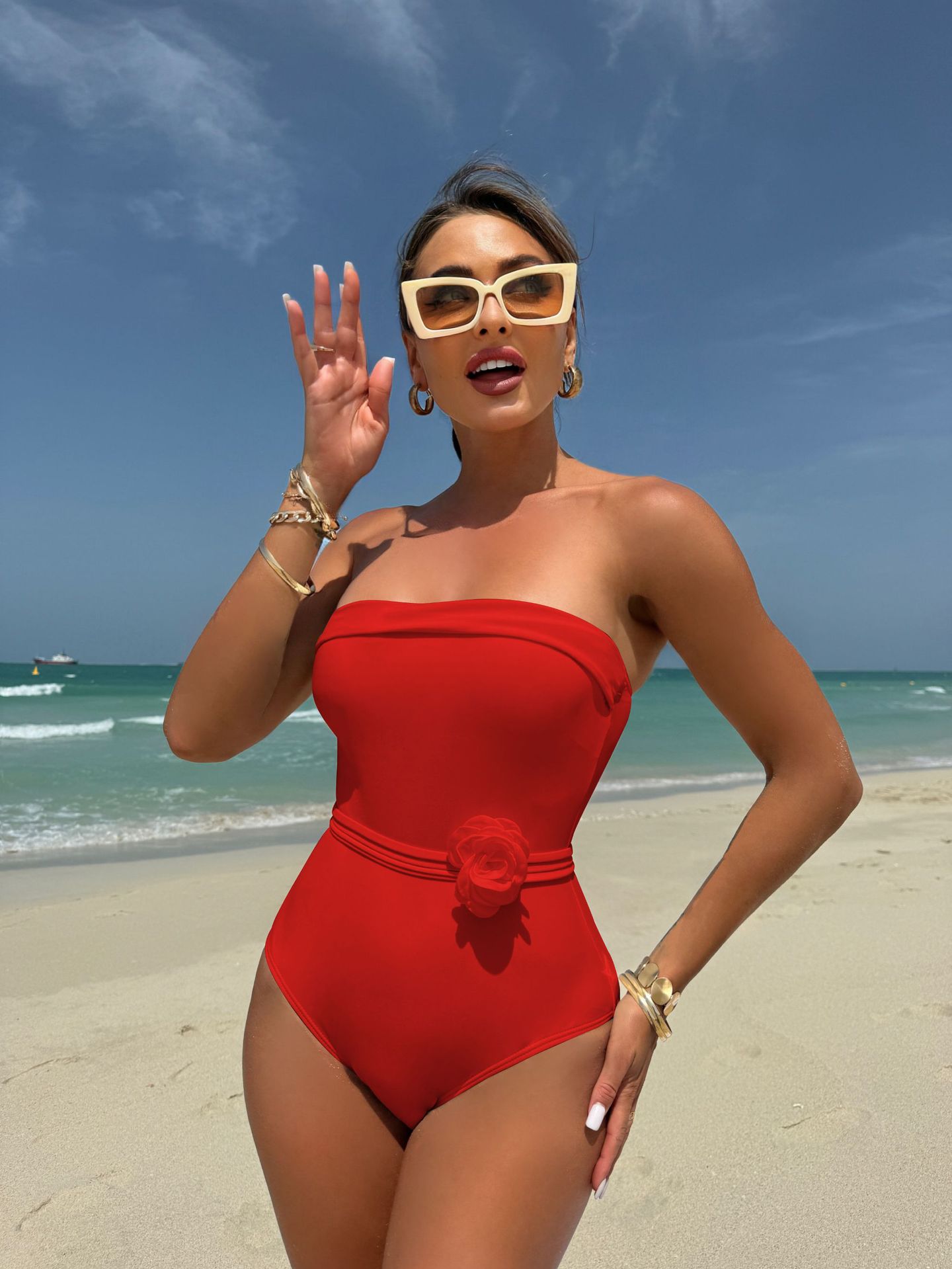 Women Drawstring Lace-Up Floral Swimwear