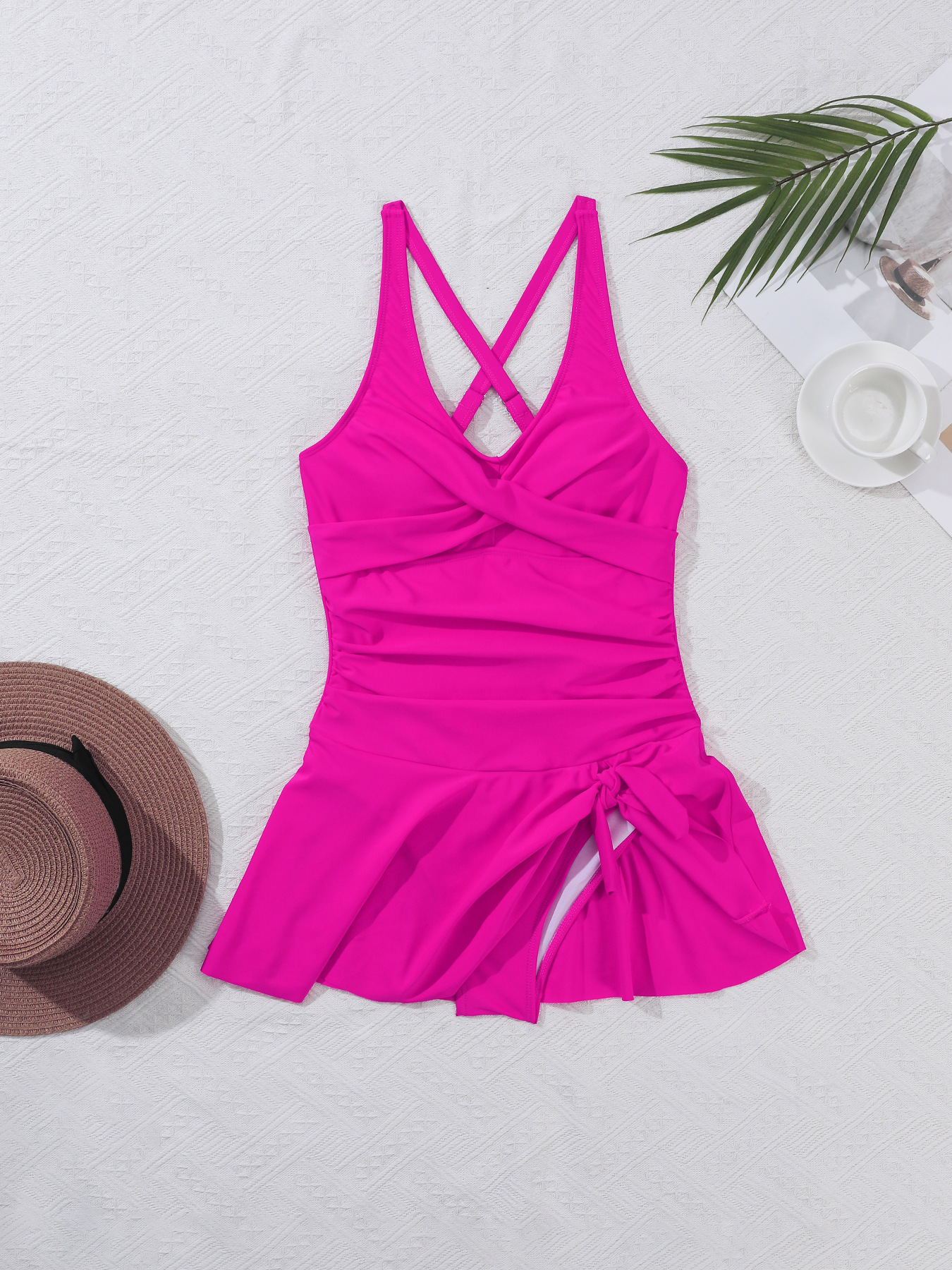 Sexy back cross one piece swimsuit dress