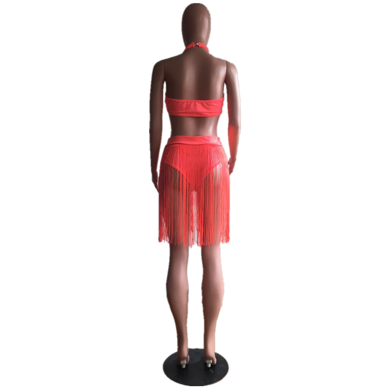 Women Sexy Tassel V-Neck One-Piece swimwear