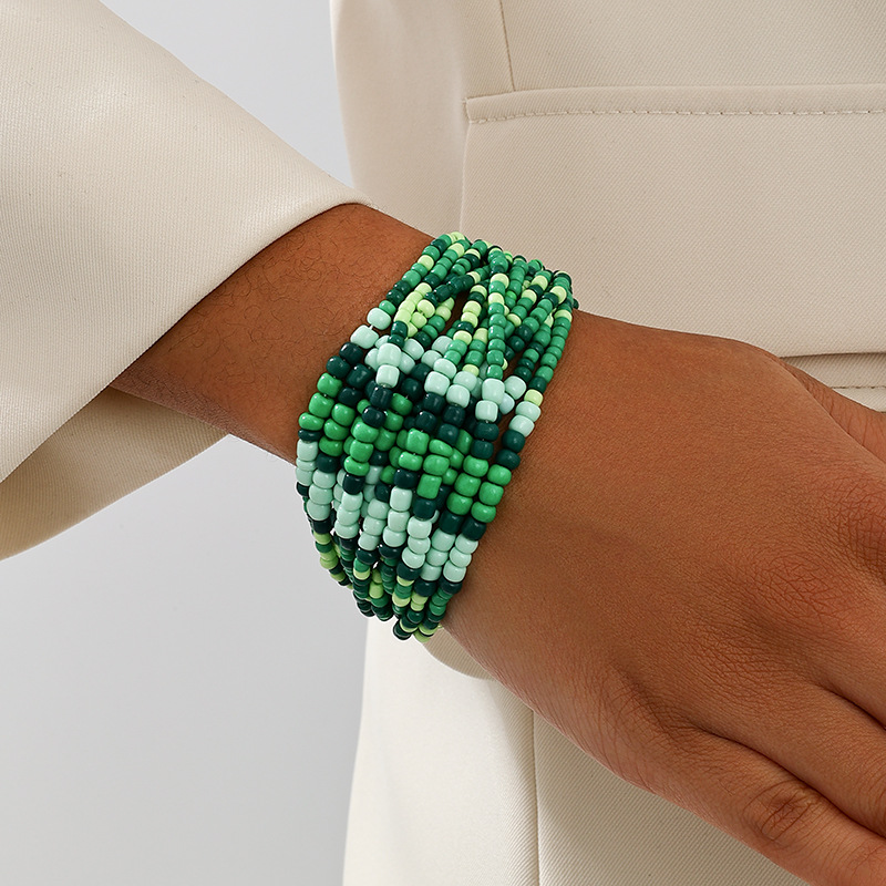 Women Style Bohemian Multi-Color Glass Beaded Multi-layer Bracelet