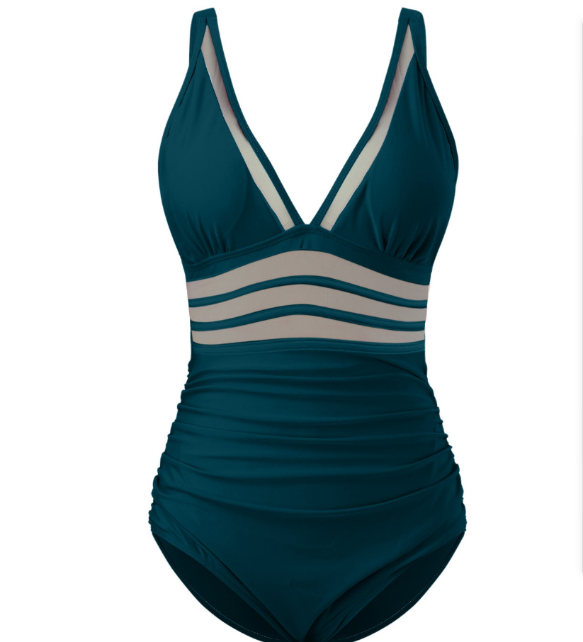 Women One-Piece Mesh Patchwork Swimsuit