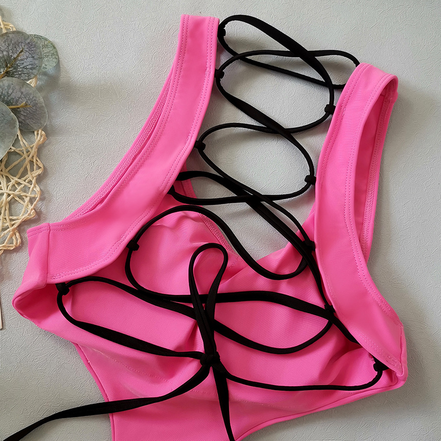 Sexy Hollow One-Piece Lace-Up Women's Swimsuit
