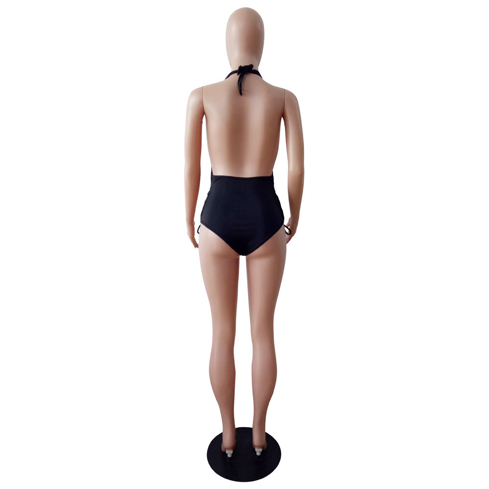 Women's Sexy Halter Neck Side Lace-up One-Piece Swimsuit