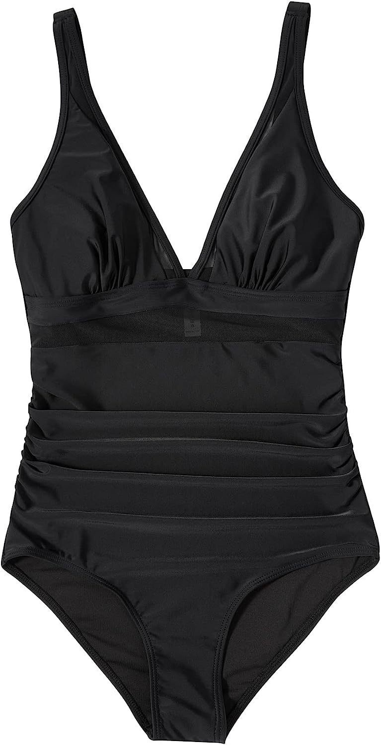 Women Mesh Printed One-piece Swimwear
