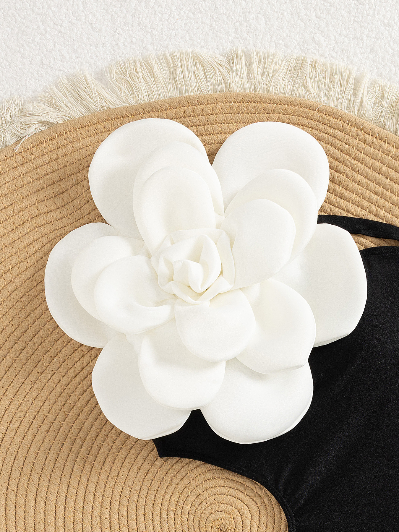 3D Flower Design Asymmetric One-Shoulder Cutout One-Piece Swimsuit
