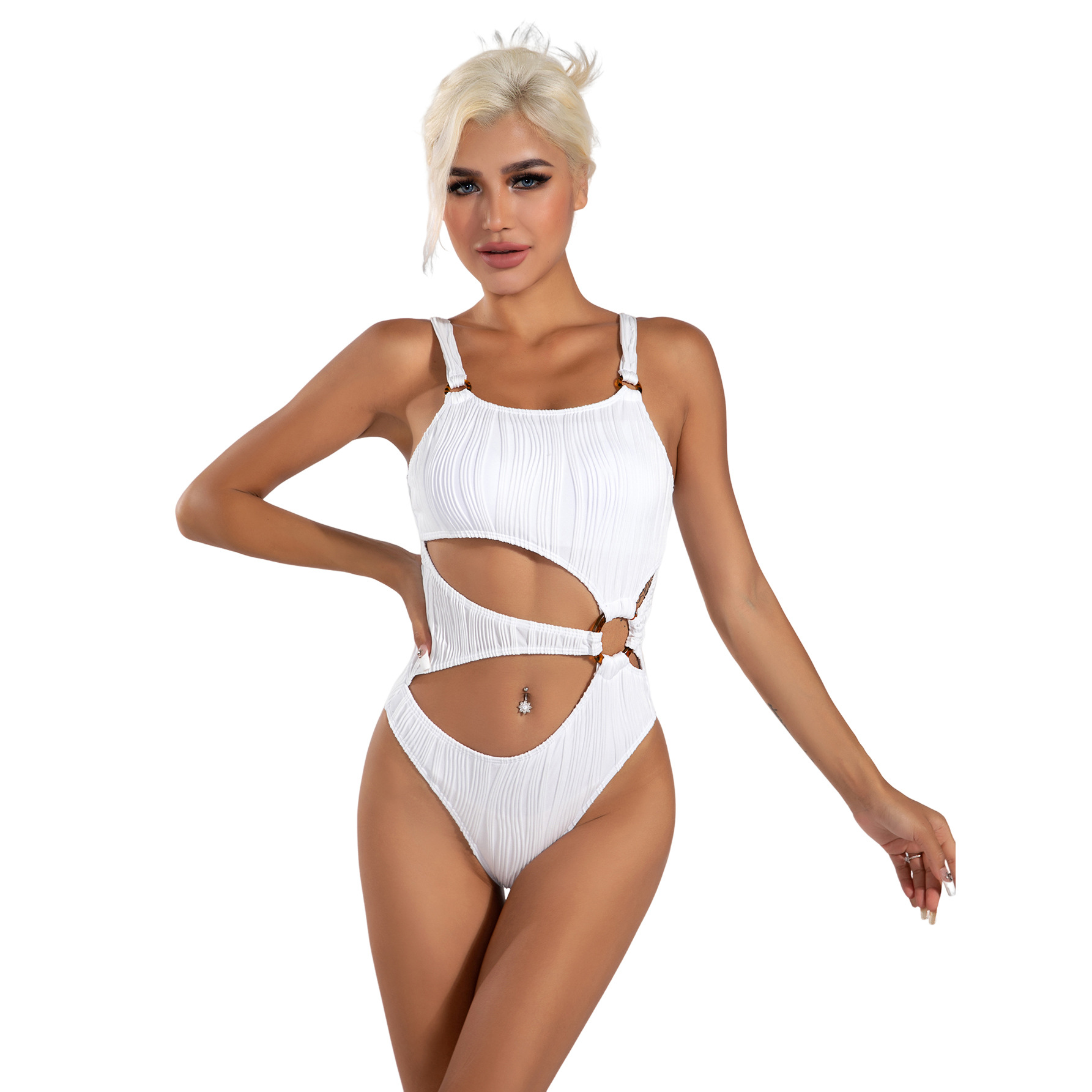 Sexy One-Piece Swimsuit Tight Fitting Solid Color Women Bikini