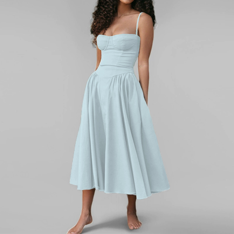 Women Spring Elegant French Retro Strap Dress