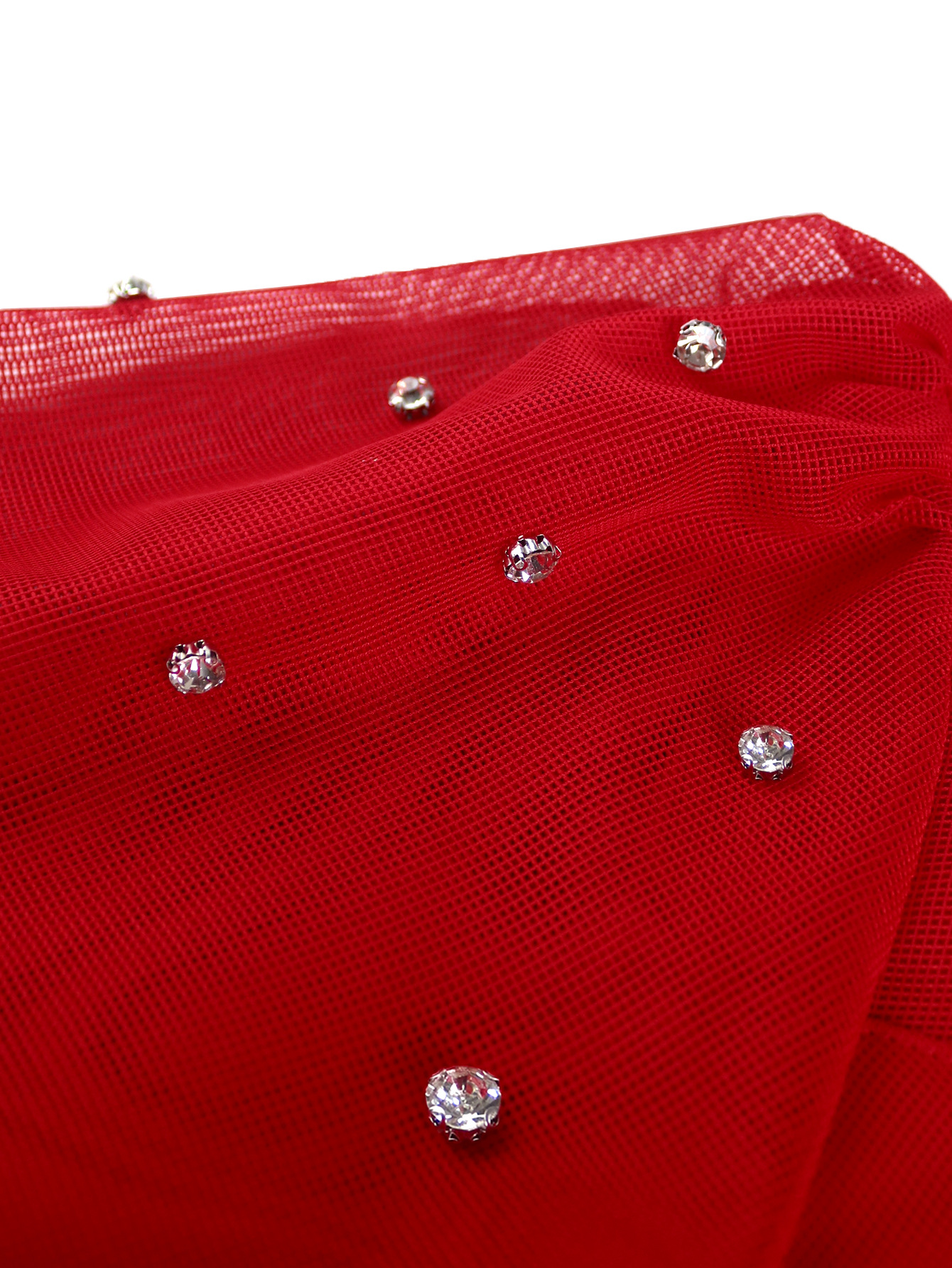Plus Size Women Red Translucent Lantern Sleeve Half High Neck Elegant Dress