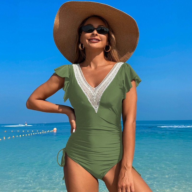Women solid one-piece swimwear