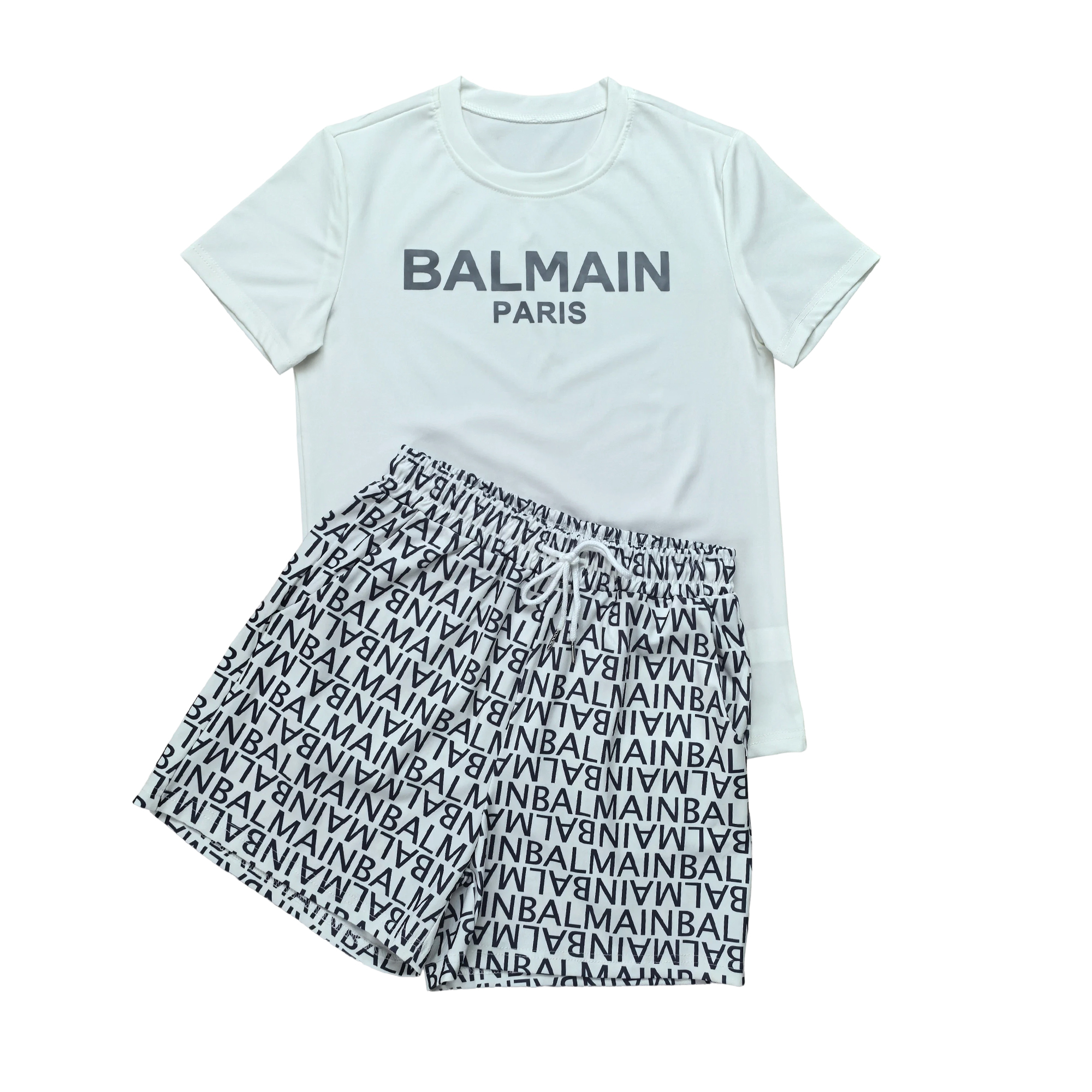 Women summer casual top and printed shorts two-piece set