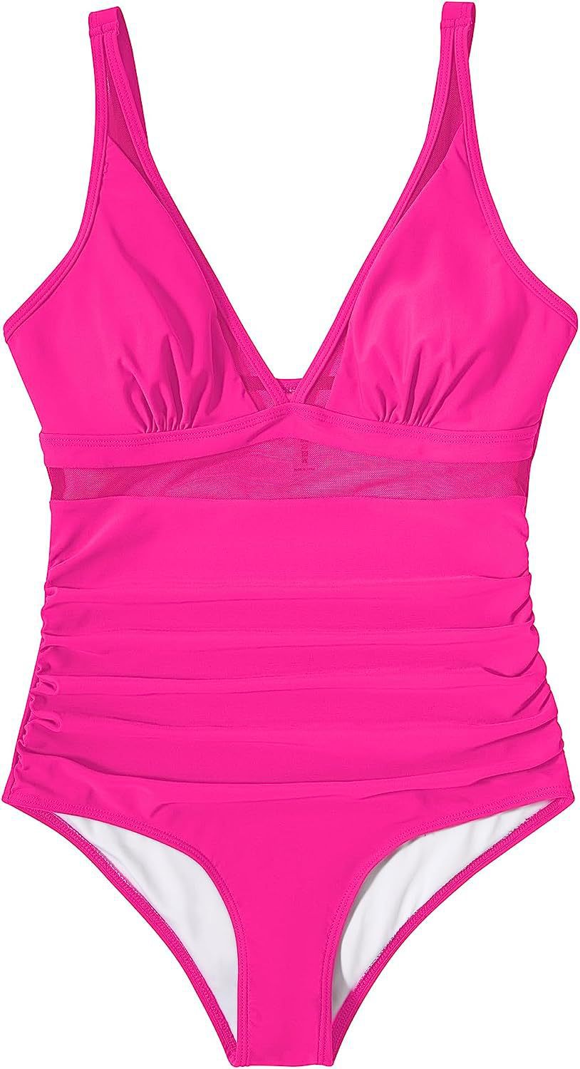 Women Mesh Printed One-piece Swimwear