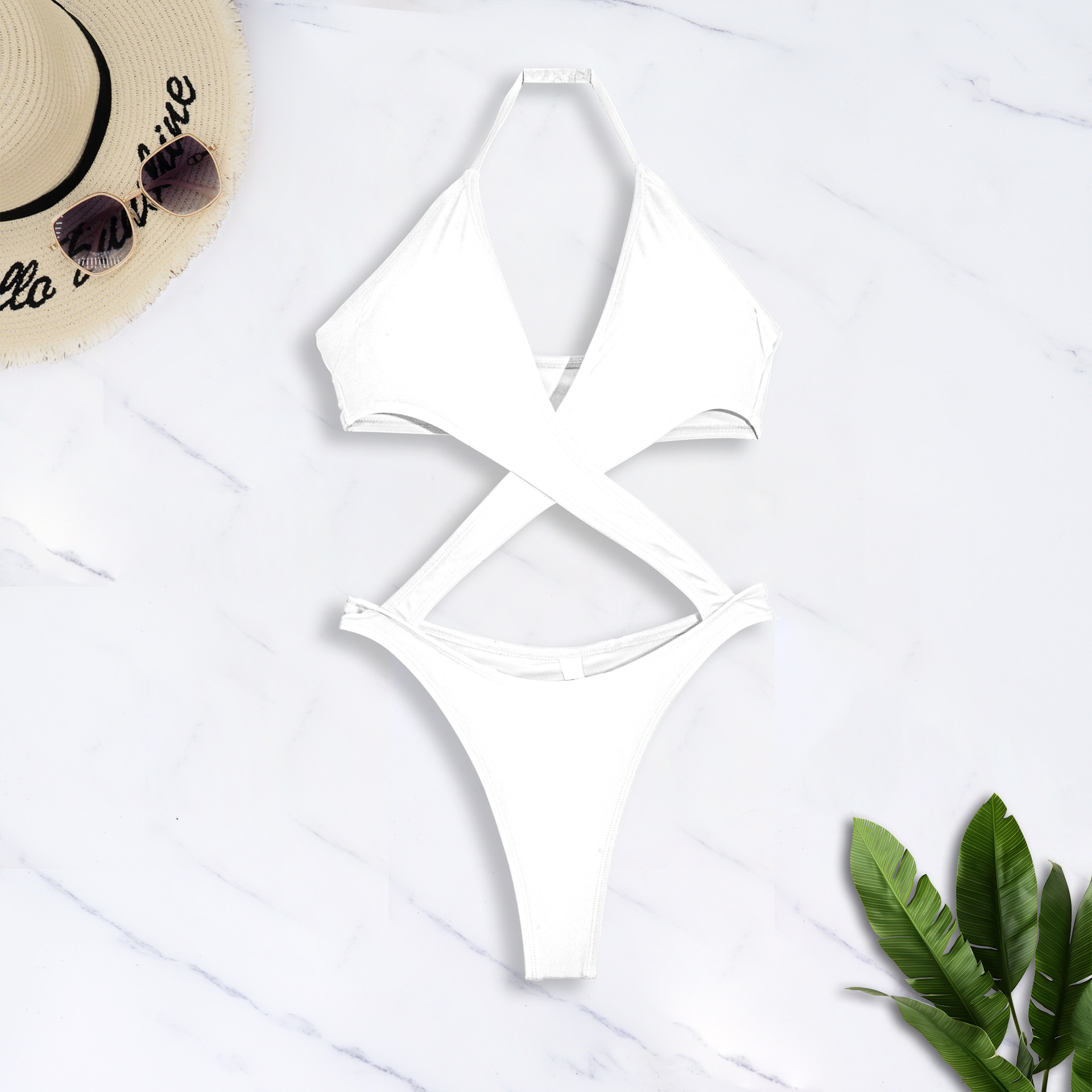 Sexy Cross One-Piece Low Back Bikini Swimsuit