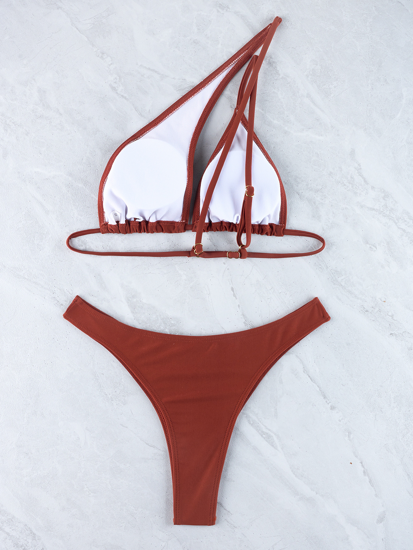 Women's Solid Color Slash Shoulder One-Piece Swimsuit