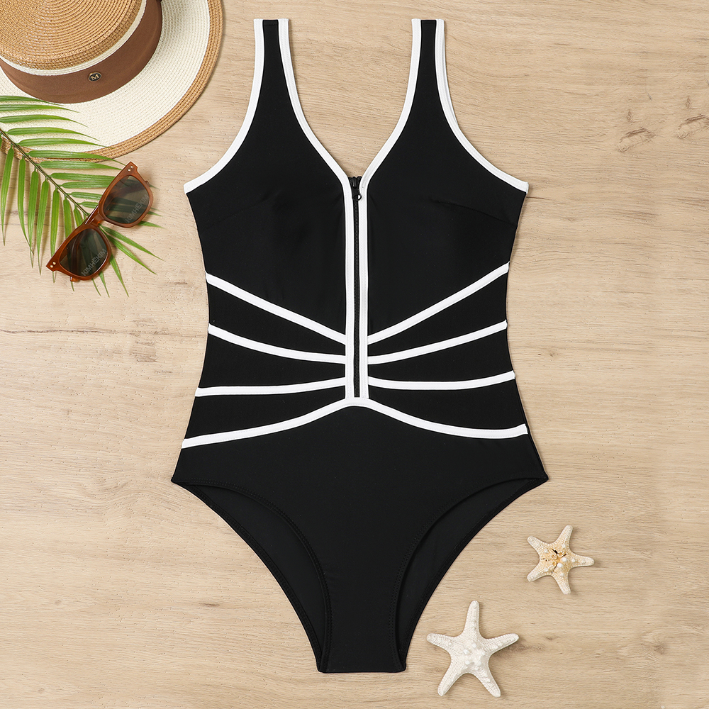 Women solid bikini one-piece Swimwear