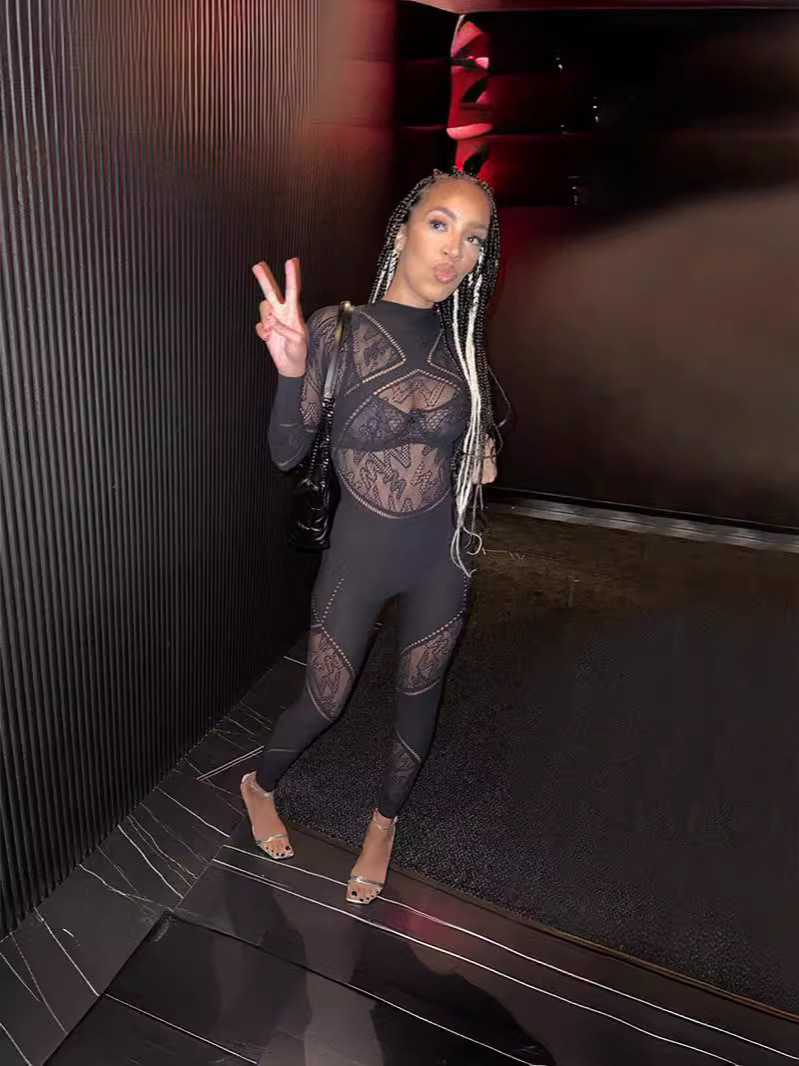 Women Fall Sexy Knitting Long Sleeve Jumpsuit