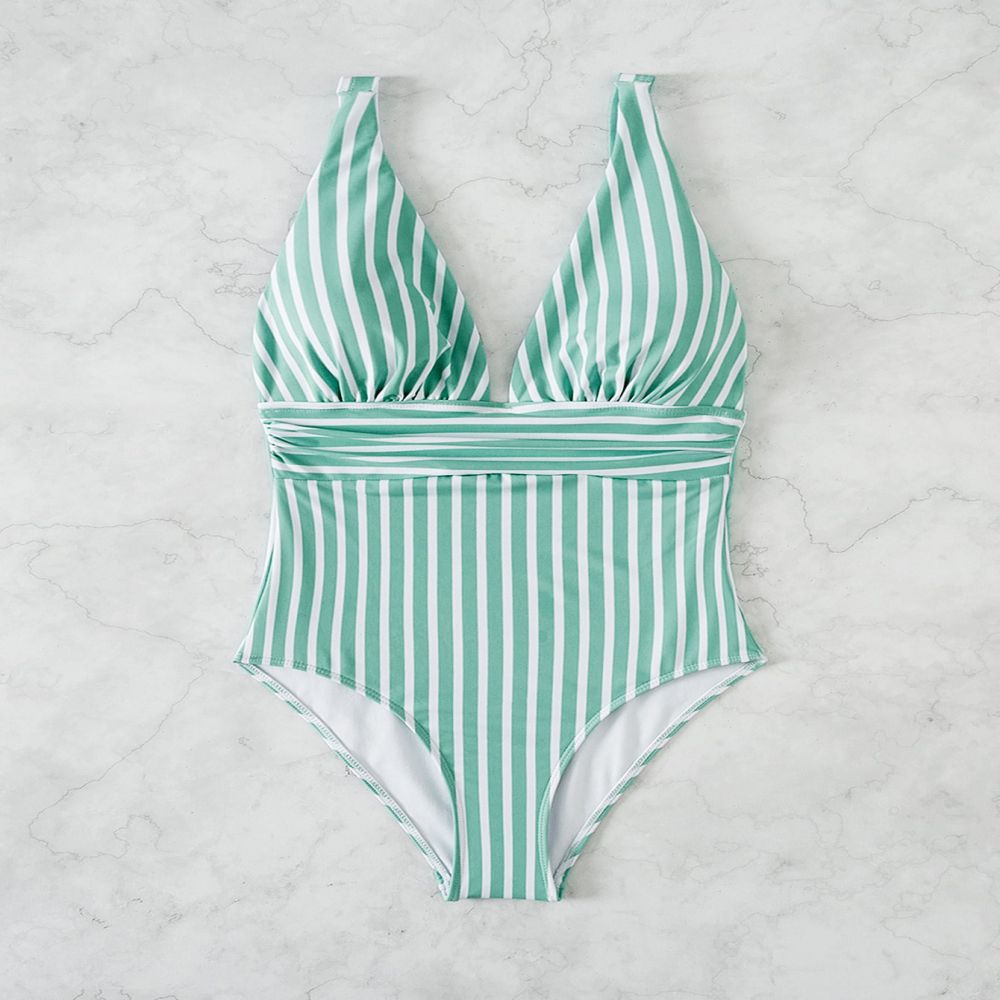 Women's One Piece Striped Swimsuit