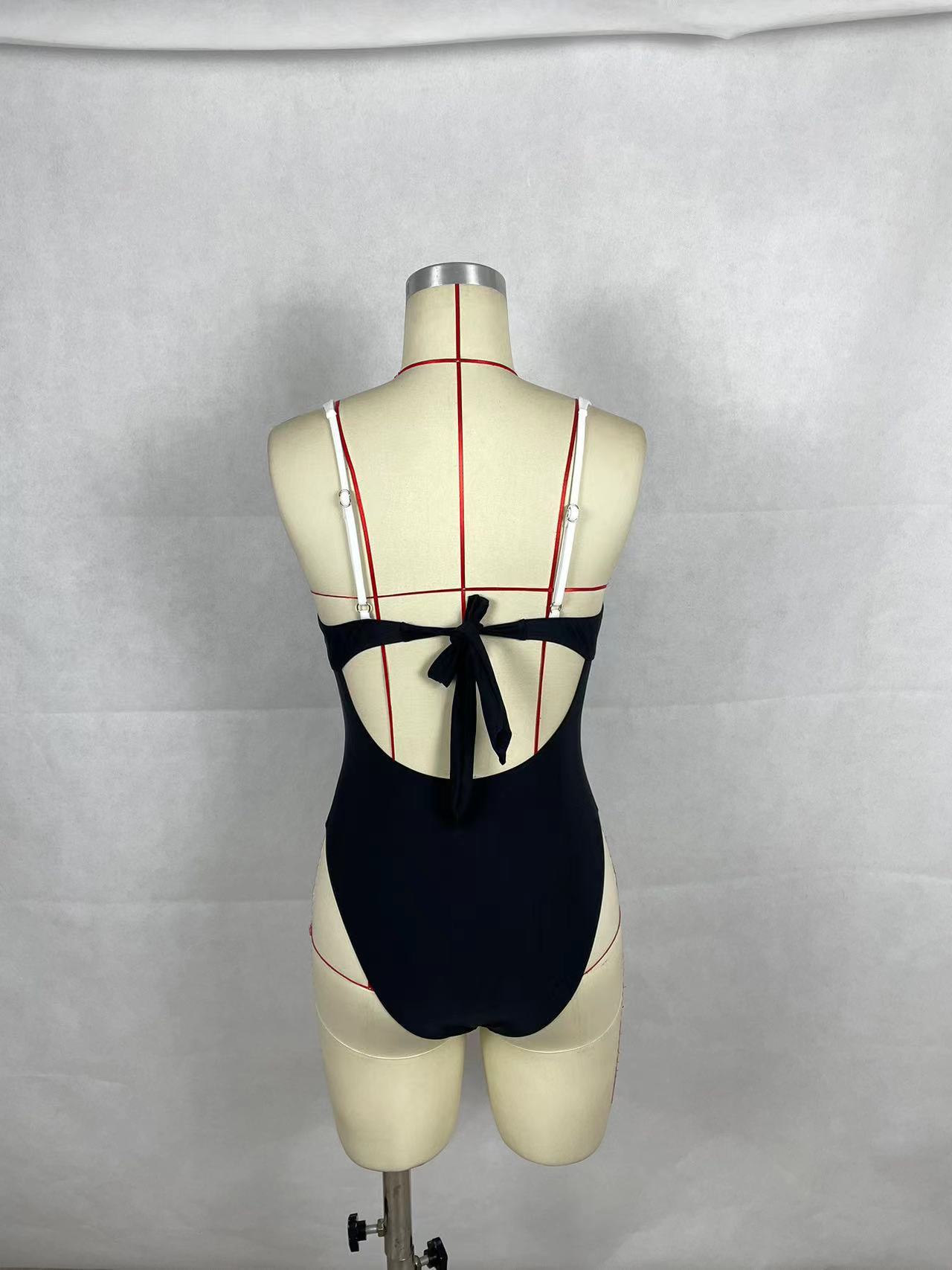 Women Sexy Bikini Contrast One-piece Swimwear