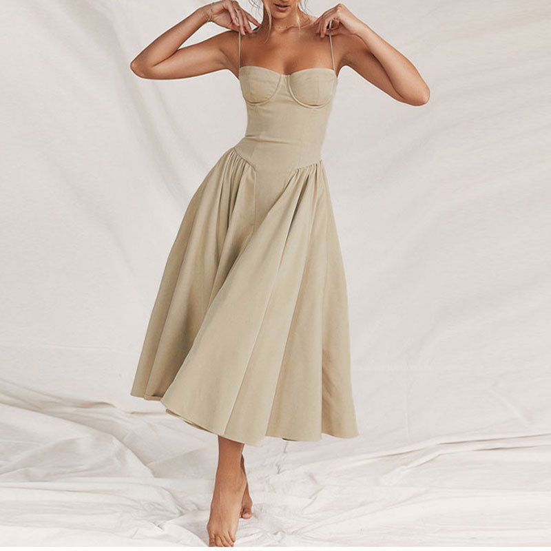 Women Spring Elegant French Retro Strap Dress