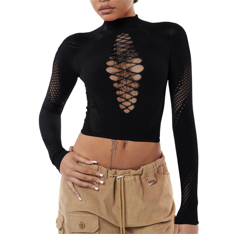 Women Spring Half-High Neck Solid Sexy Knitting Top