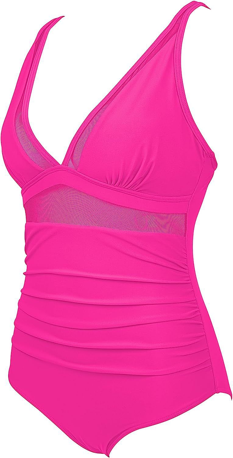 Women Mesh Printed One-piece Swimwear