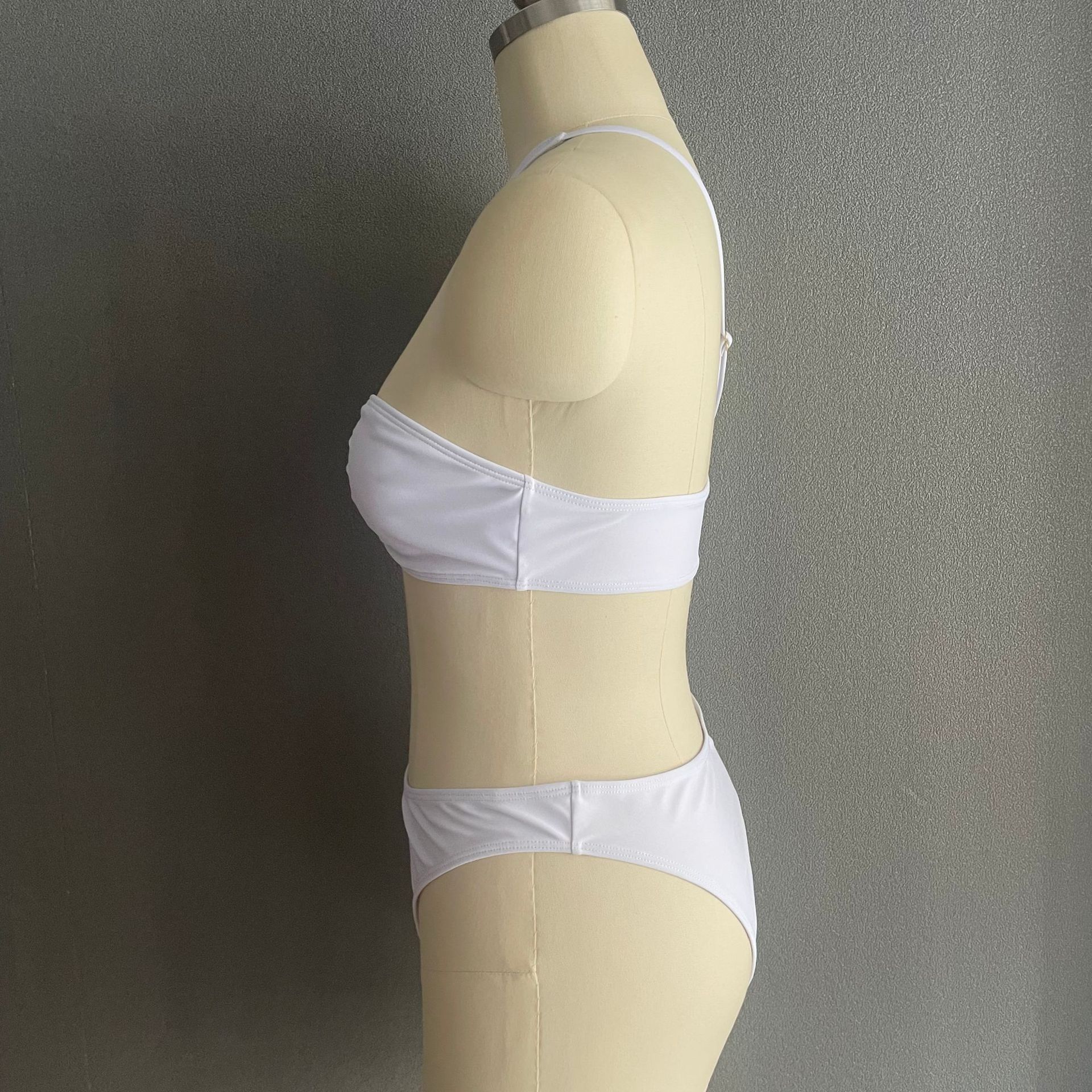 Women's Solid Color Slash Shoulder One-Piece Swimsuit