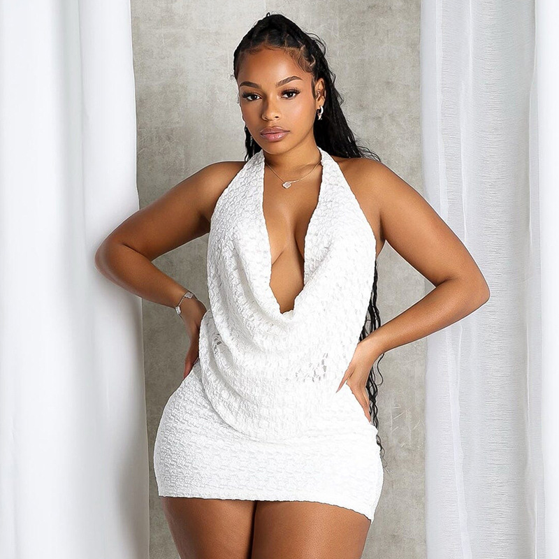 Women Spring and Summer Halter Neck Backless Top and Skirt Two-Piece Set