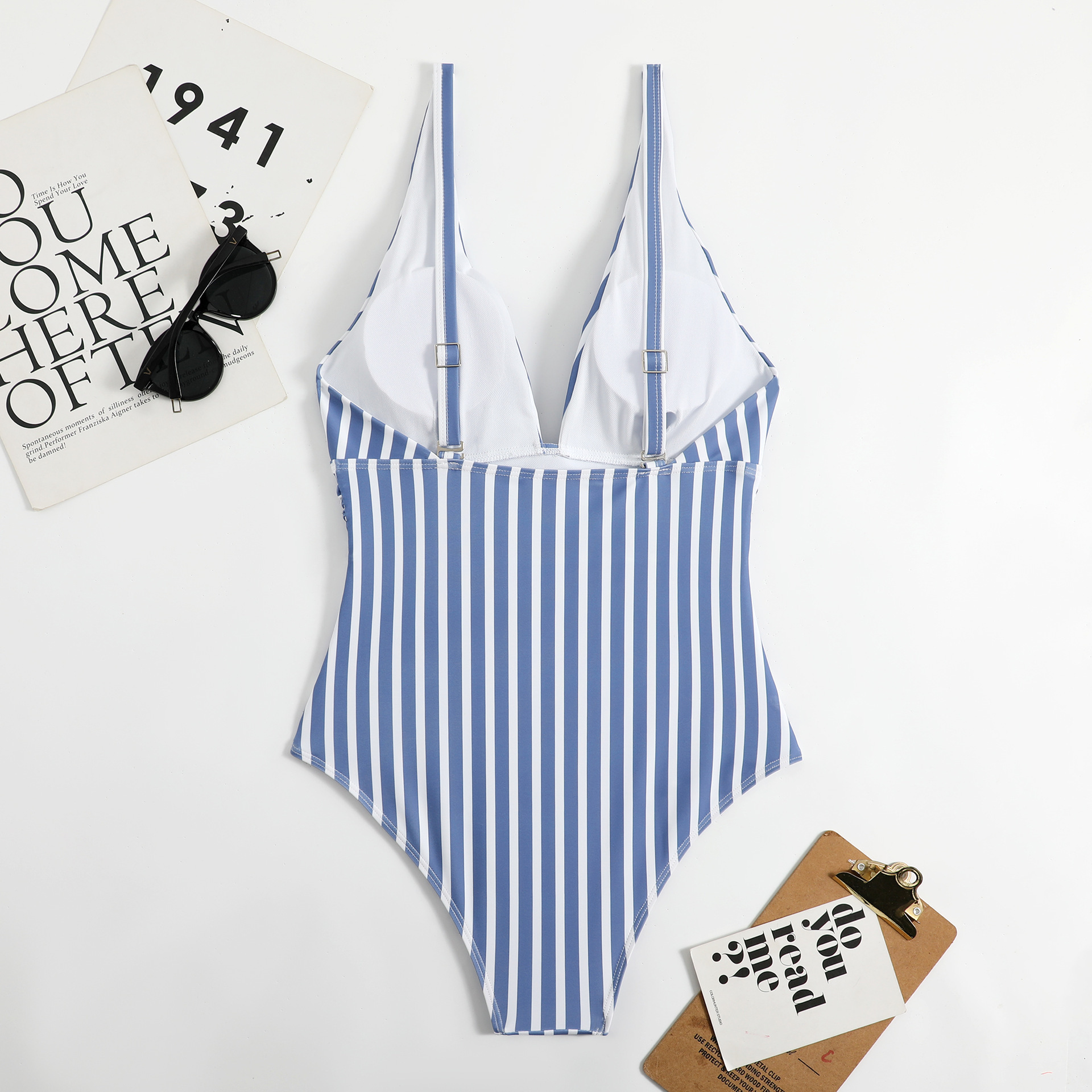 Women's One Piece Striped Swimsuit