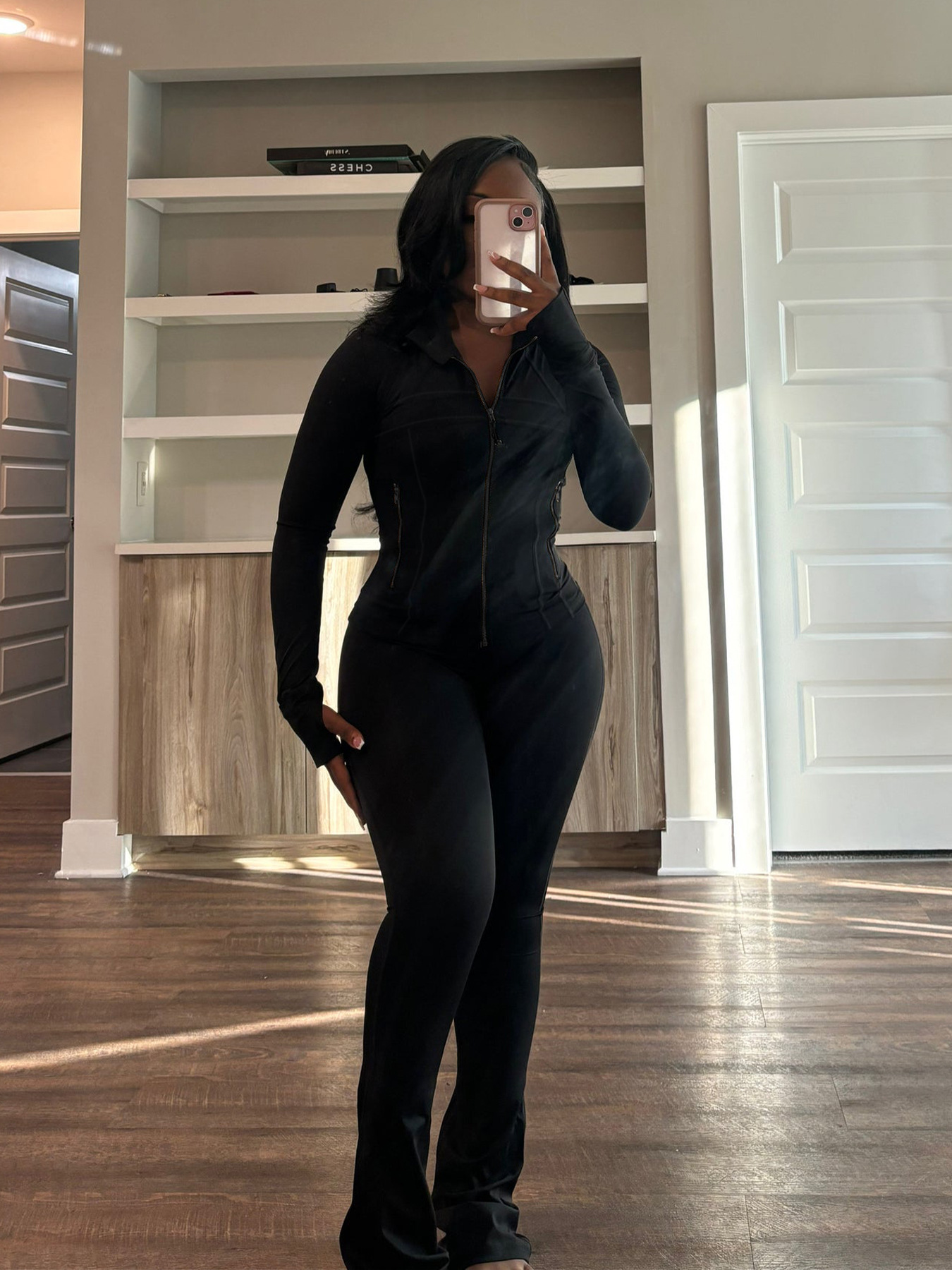 Sports Casual Women's Sexy Tight Fitting Long Sleeve Top Micro Bell Pants Two-Piece Set