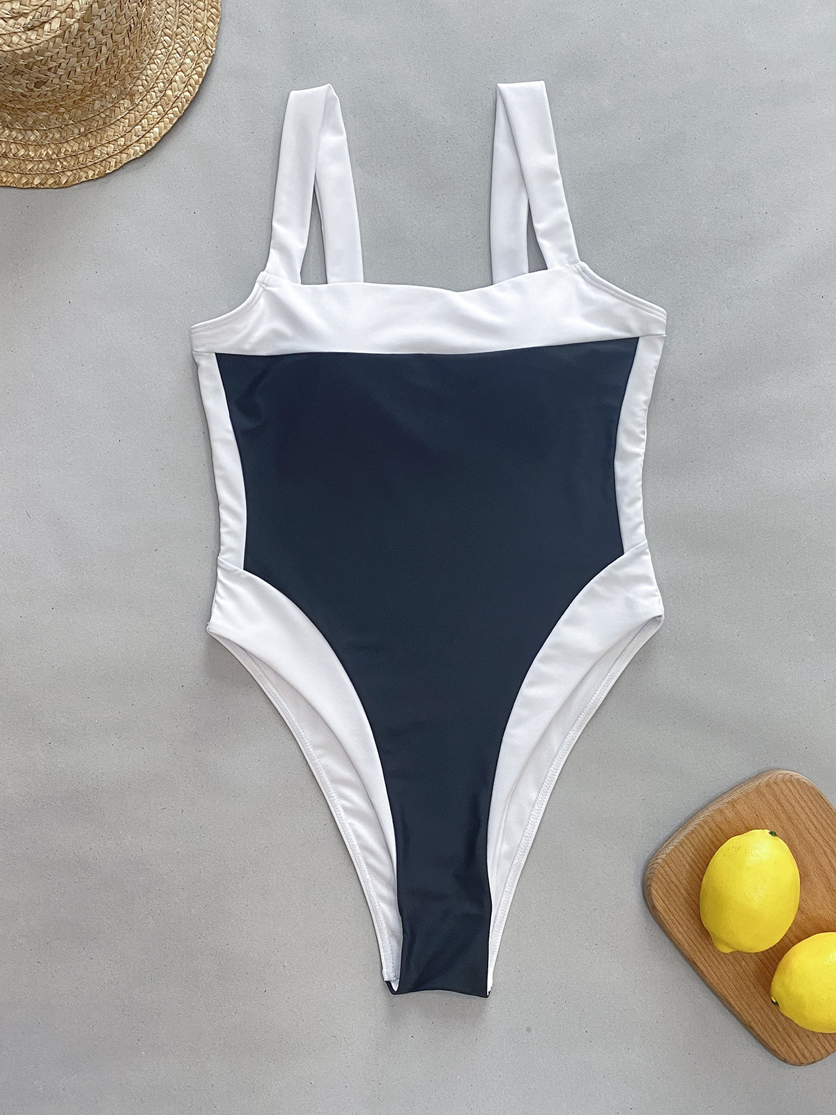 Women Colorblock Strap One-Piece Swimsuit