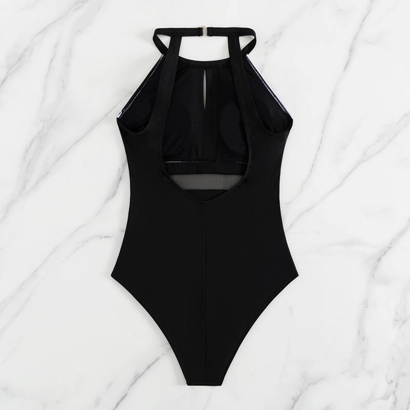 Sexy Lace Stripes One-Piece Plus Size Swimsuit