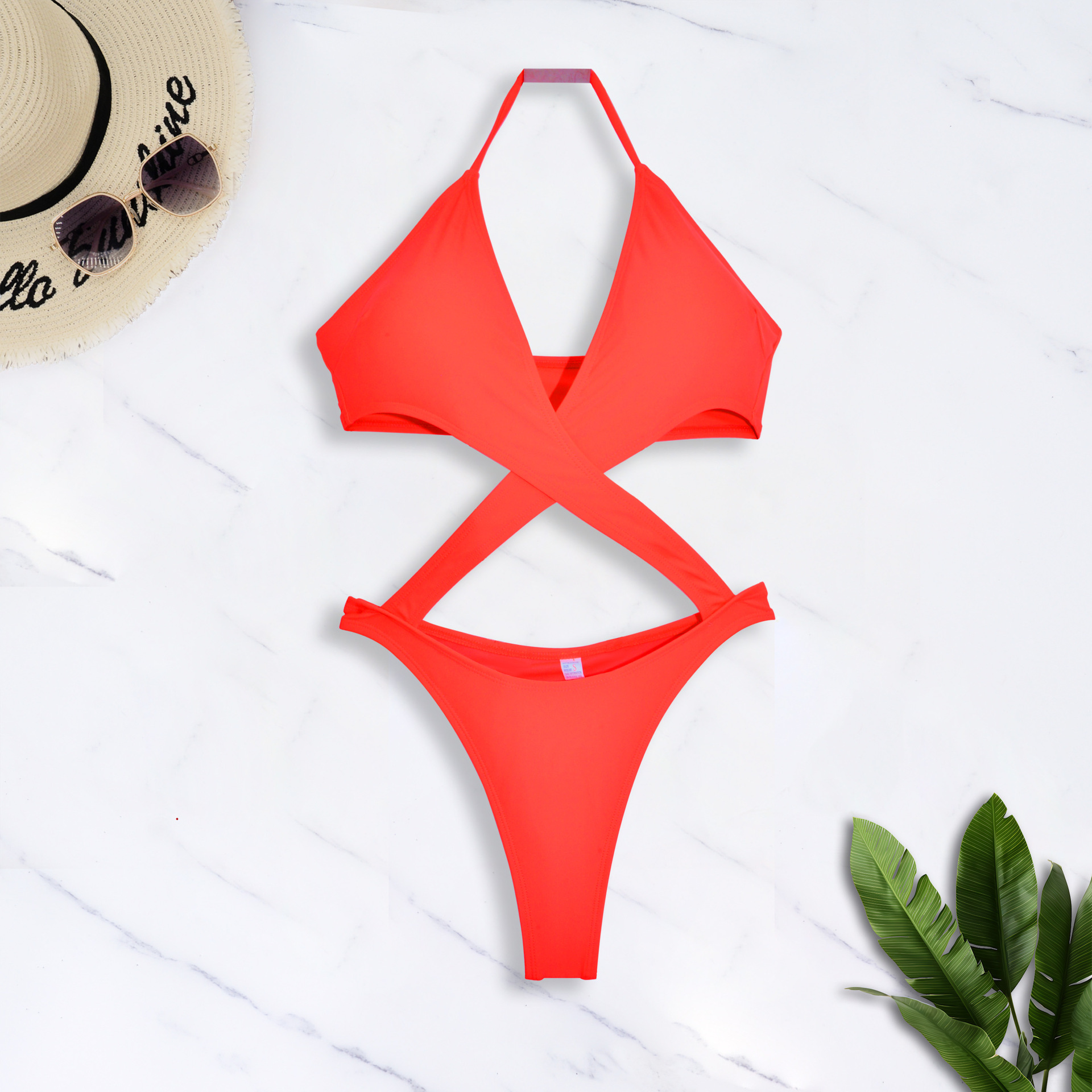 Sexy Cross One-Piece Low Back Bikini Swimsuit