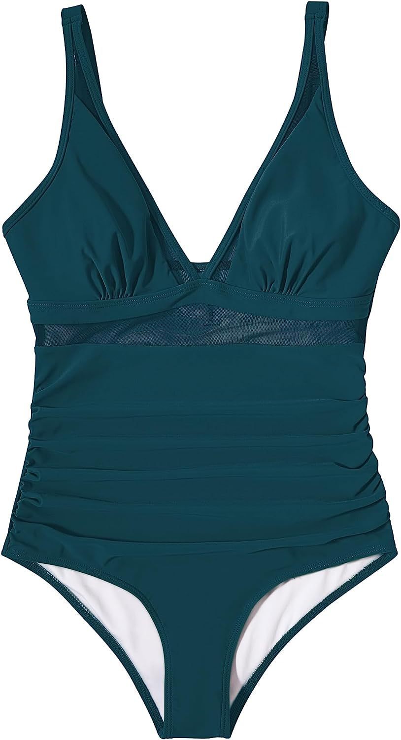 Women Mesh Printed One-piece Swimwear