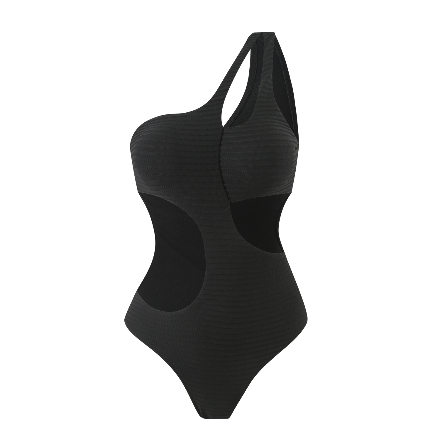Solid Color One-Shoulder Sexy Hollow One-Piece Swimsuit