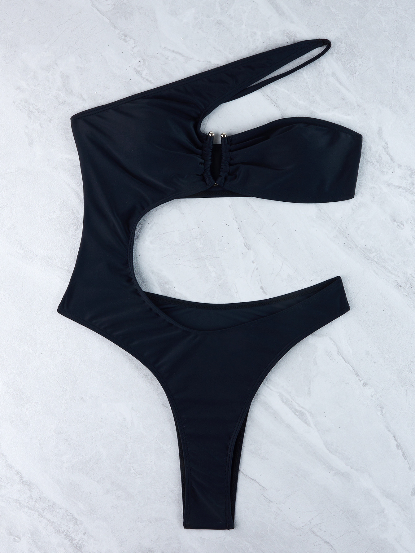 Women's Solid Color Slash Shoulder One-Piece Swimsuit