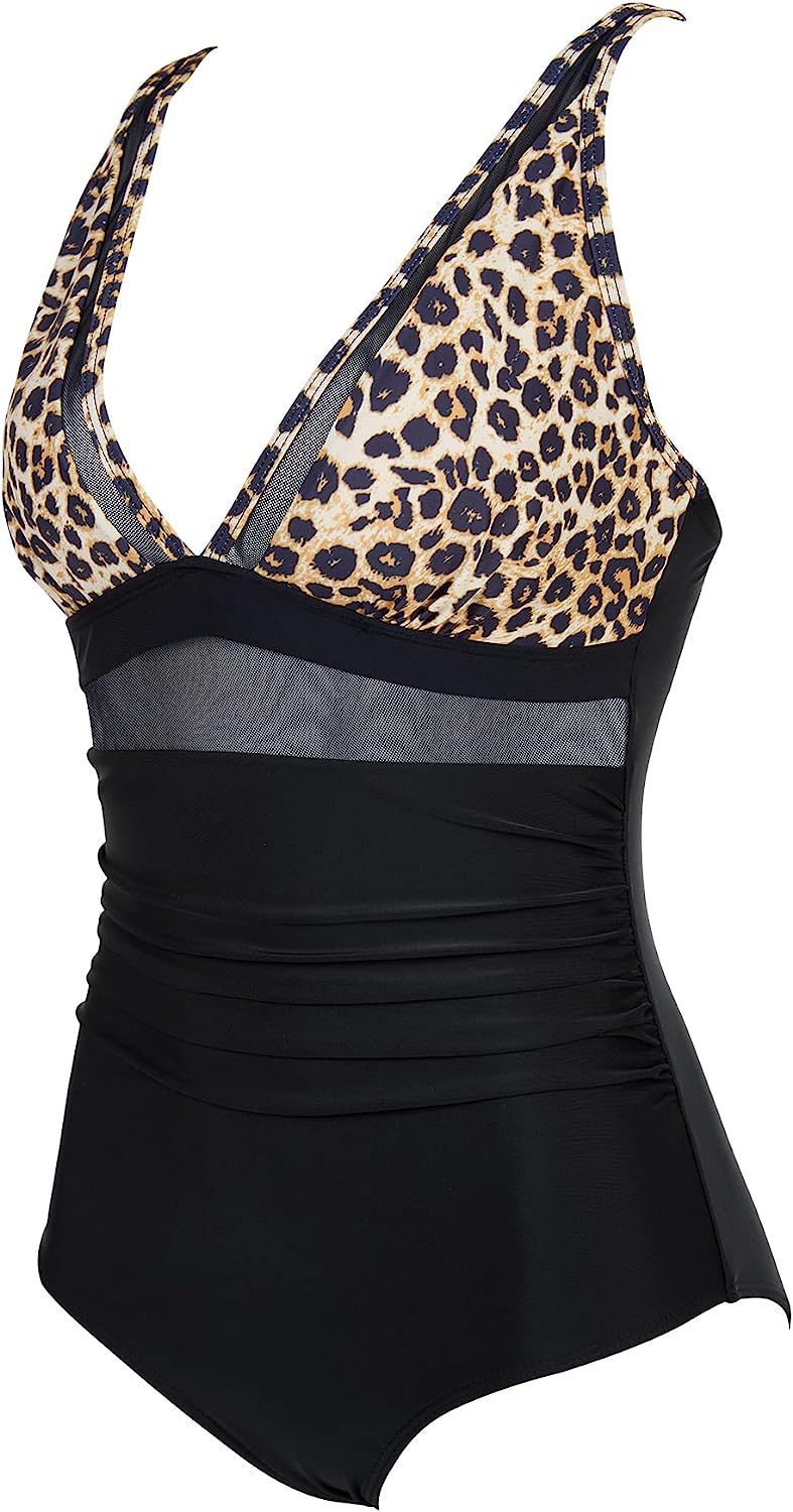 Women Mesh Printed One-piece Swimwear