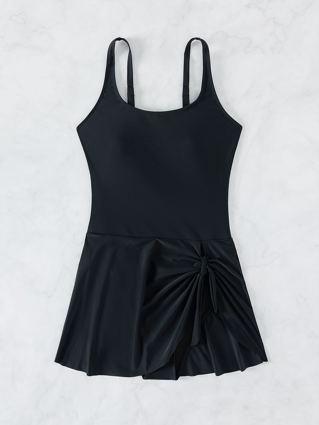 Women Solid Sexy Backless Bikini Short Skirt One-Piece Swimsuit
