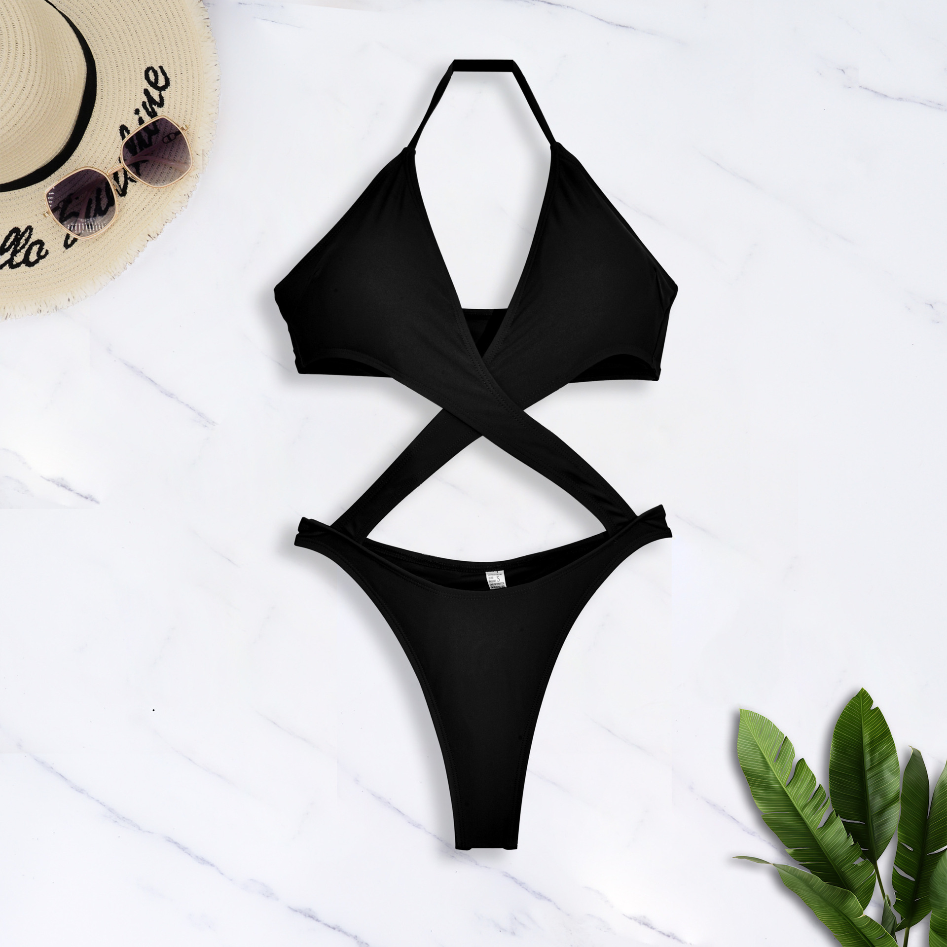 Sexy Cross One-Piece Low Back Bikini Swimsuit