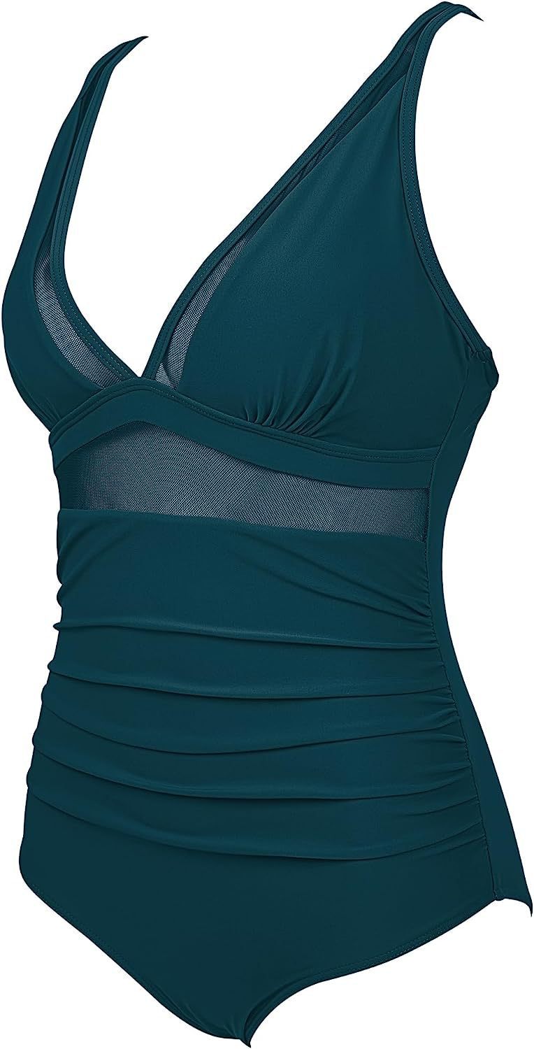 Women Mesh Printed One-piece Swimwear
