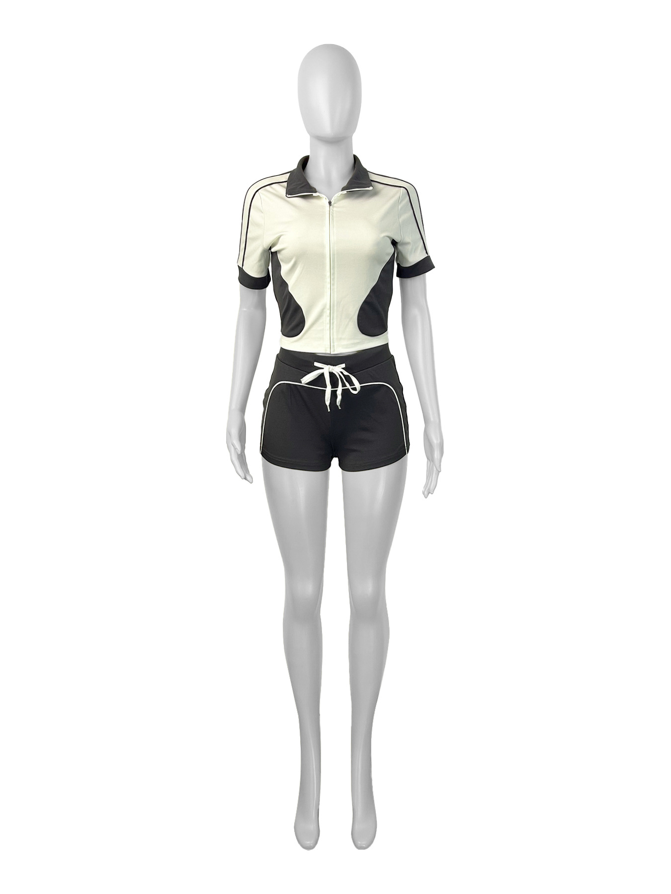 Women summer sports short-sleeved Top and shorts two-piece set