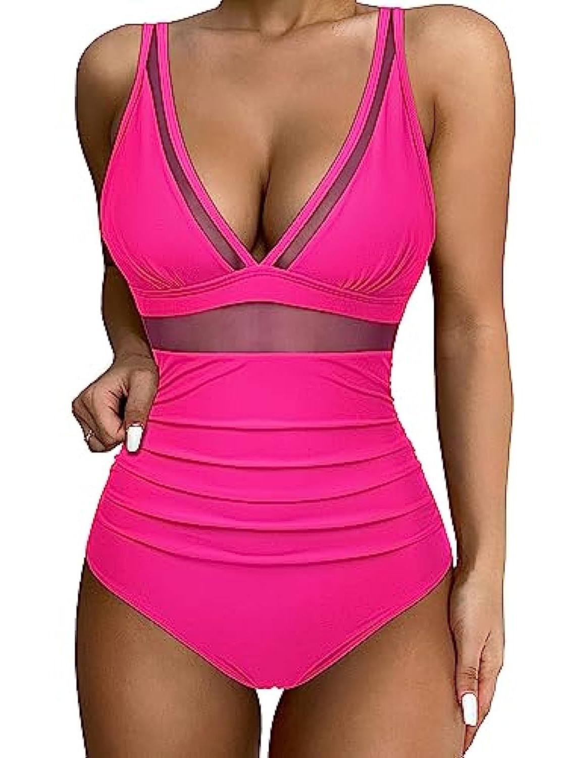 Women Mesh Printed One-piece Swimwear