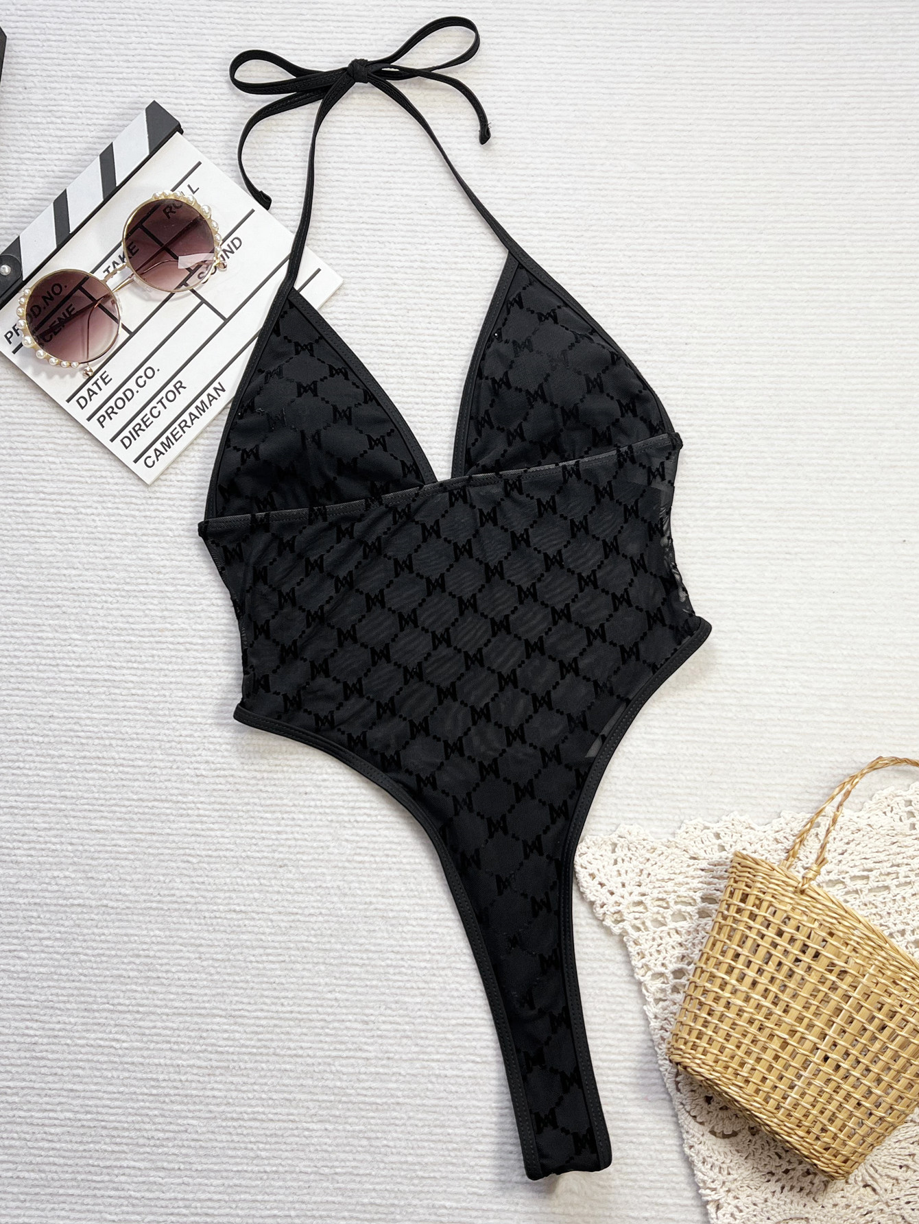 Mesh Patchwork One-Piece Swimsuit