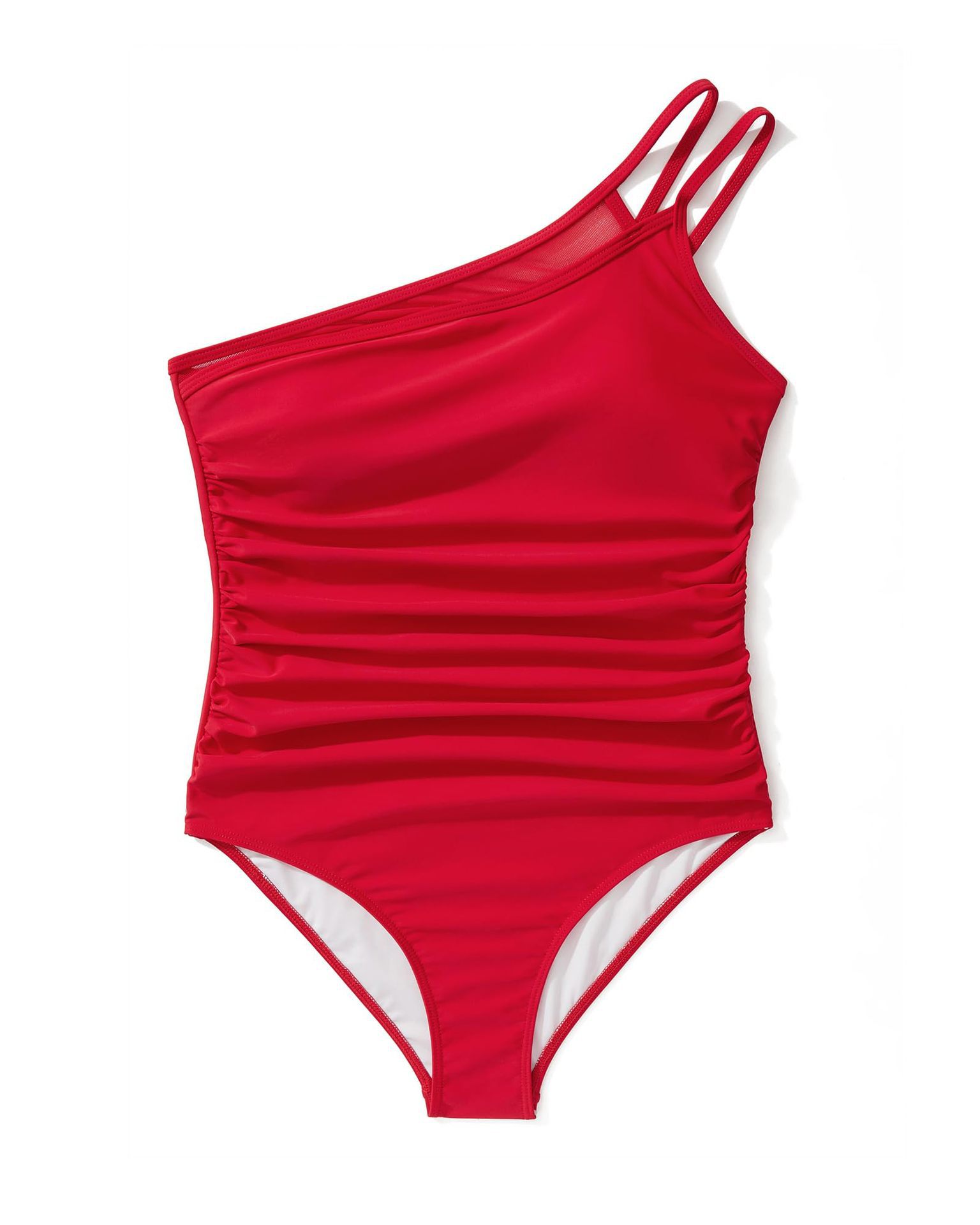 Women's Solid-Color One-Shoulder One Piece Tight-Fitting Swimsuit