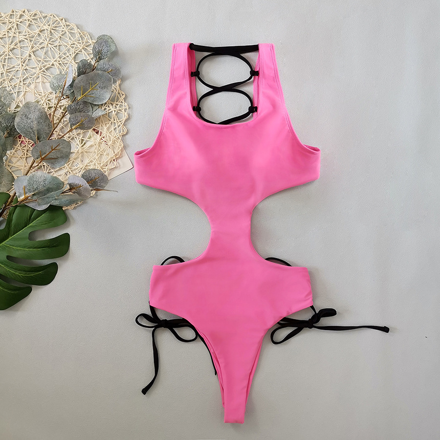 Sexy Hollow One-Piece Lace-Up Women's Swimsuit