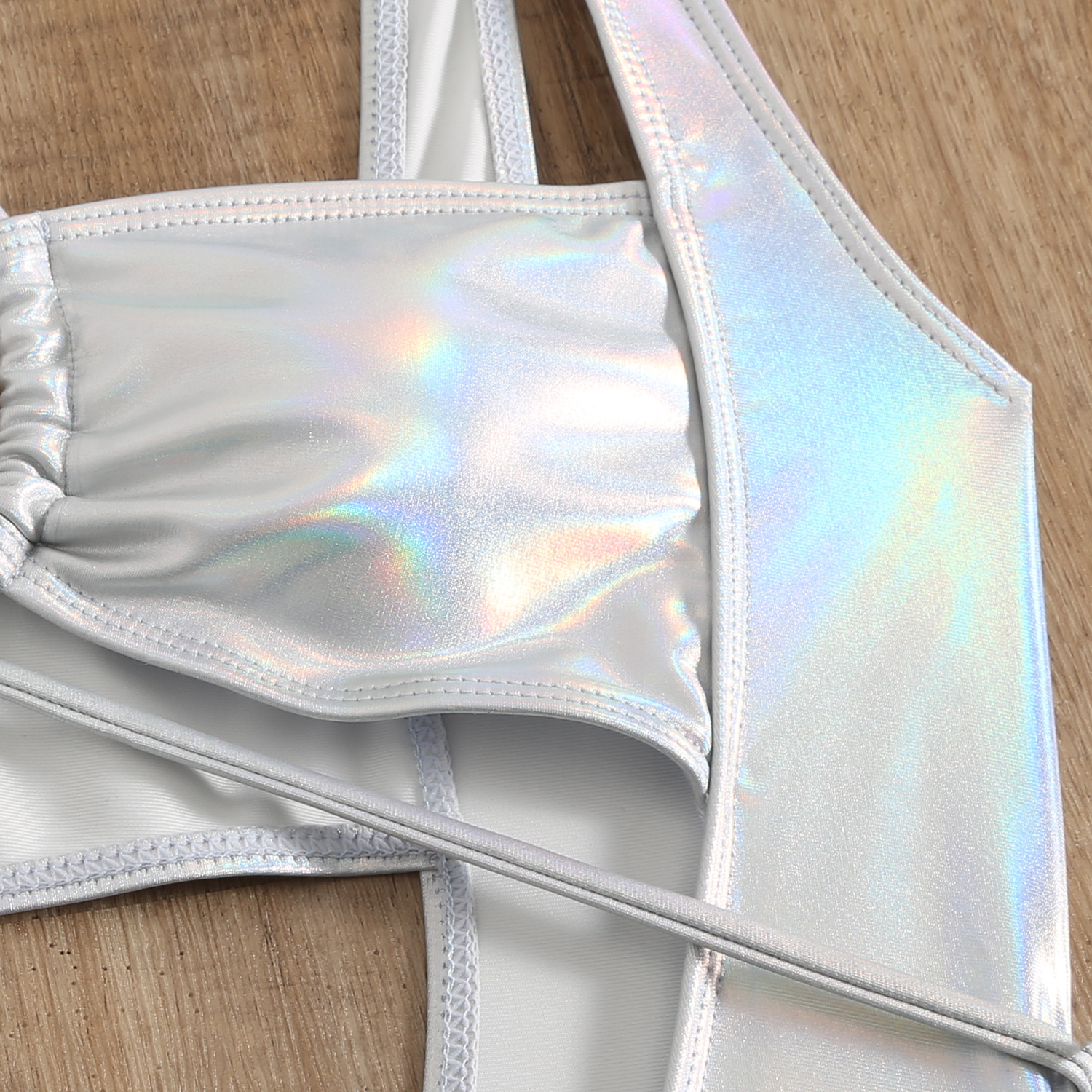 Sexy Hollow Drawstring Glossy One-Piece Swimsuit