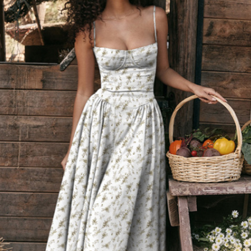Women Spring Elegant French Retro Strap Dress
