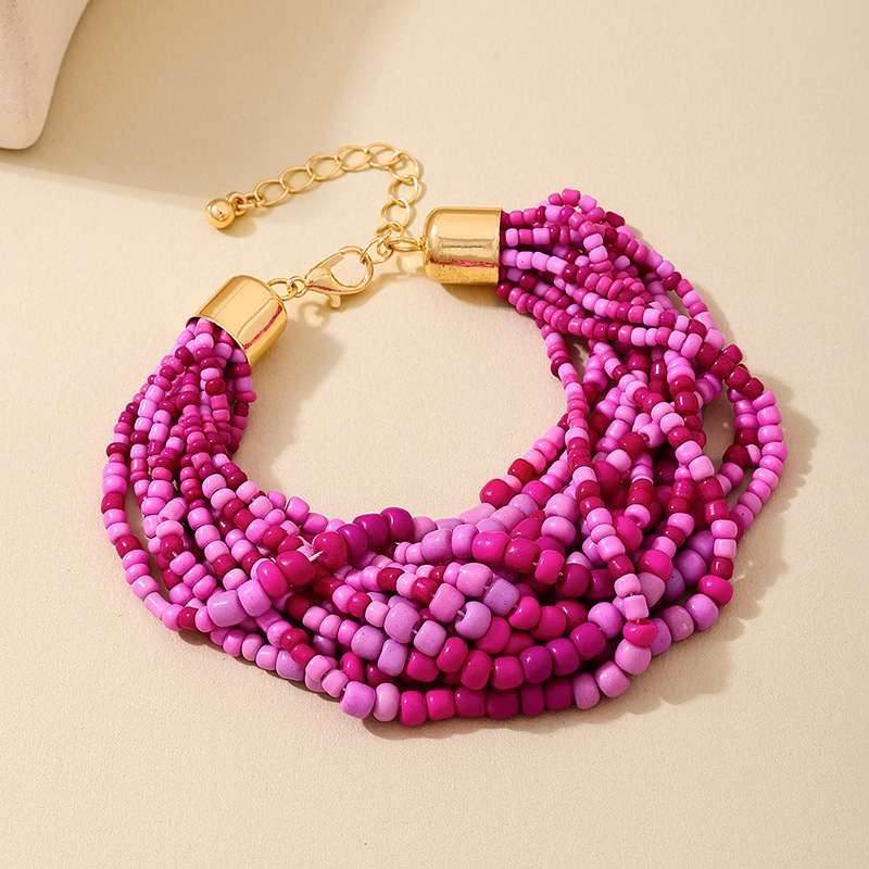 Women Style Bohemian Multi-Color Glass Beaded Multi-layer Bracelet
