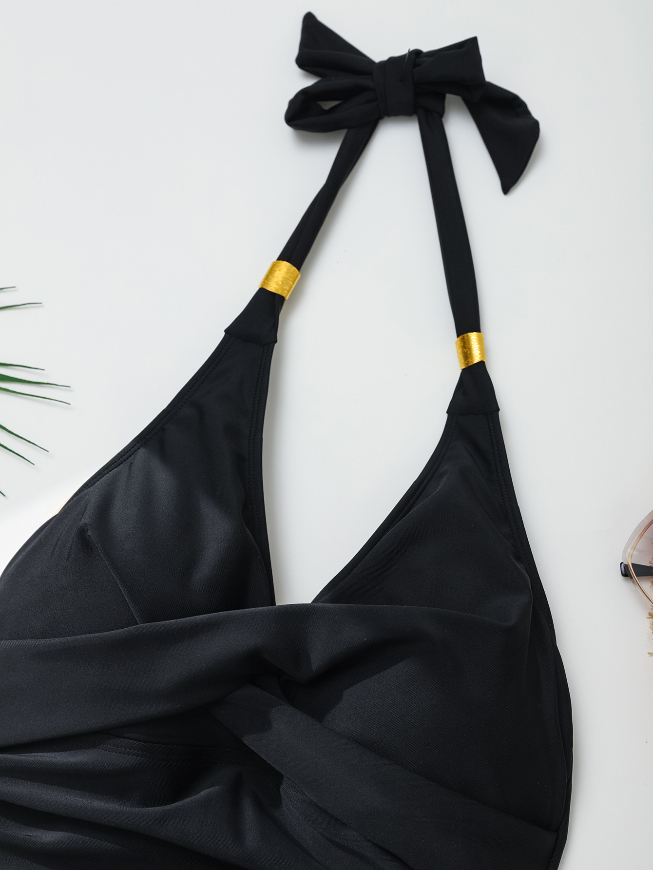 Women mesh patchwork drawstring sexy one-piece swimsuit