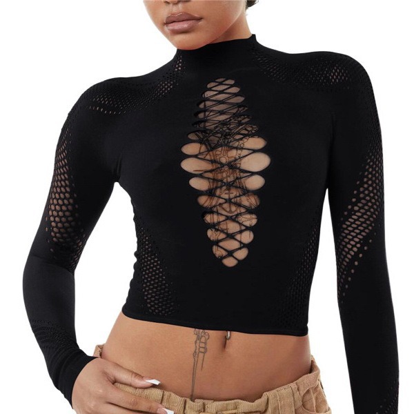 Women Spring Half-High Neck Solid Sexy Knitting Top